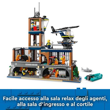 LEGO City 60419 Prigione sull’Isola della Polizia, Giocattolo ricco di Funzioni con Elicottero, Barca, Gommone e 7 Minifigure - 3