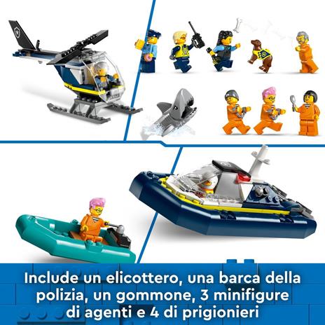LEGO City 60419 Prigione sull’Isola della Polizia, Giocattolo ricco di Funzioni con Elicottero, Barca, Gommone e 7 Minifigure - 5