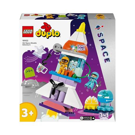 LEGO DUPLO 10422 Avventura dello Space Shuttle 3 in 1, Astronave Giocattolo Didattica, Gioco Educativo per Bambini di 3+ Anni