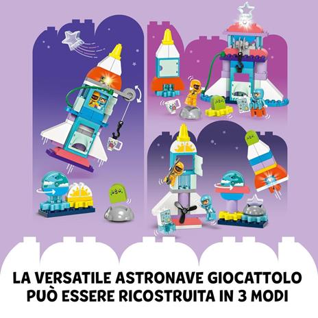 LEGO DUPLO 10422 Avventura dello Space Shuttle 3 in 1, Astronave Giocattolo Didattica, Gioco Educativo per Bambini di 3+ Anni - 4