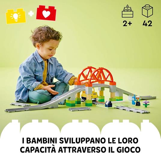 LEGO DUPLO 10426 Pack di Espansione Ponte e Binari Ferroviari, Giochi Didattici per Bambini 2+, Elementi per Treno Giocattolo - 2