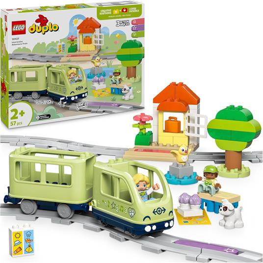 LEGO DUPLO 10427 Treno dAvventura Interattivo, Giochi Educativi per Bambini 2+ Mattoncini Multifunzione, Regalo Didattico