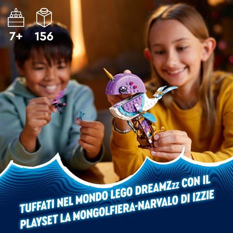 LEGO DREAMZzz 71472 La Mongolfiera-Narvalo di Izzie Animali Marini Giocattolo e Balena Trasformabile Salva Bunchu dal Mostro - 2