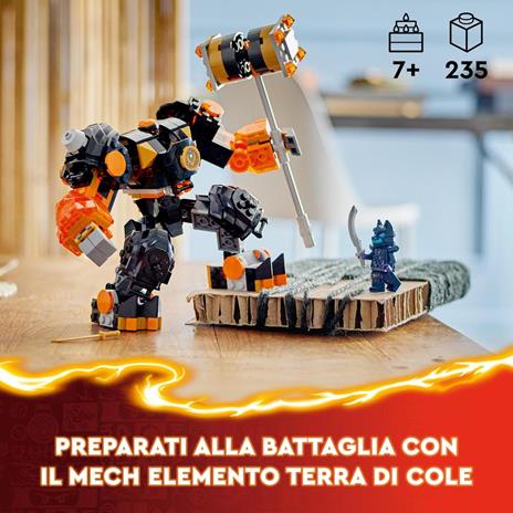 LEGO NINJAGO 71806 Mech Elemento di Terra di Cole, Giochi per Bambini da 7+, Action Figure Personalizzabile con 2 Minifigure - 2