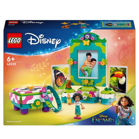 LEGO Disney 43239 Portafoto e Portagioie di Mirabel Madrigal, Giochi Bambini 6+ con Mini Bambolina, Braccialetto e Portafoto