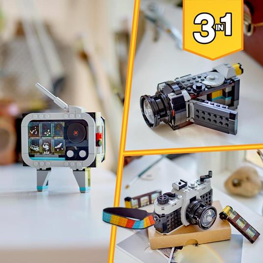 LEGO Creator 31147 3in1 Fotocamera Retro, Giochi per Bambini 8+ Anni, Macchina Fotografica Trasformabile in Videcamera o TV - 6