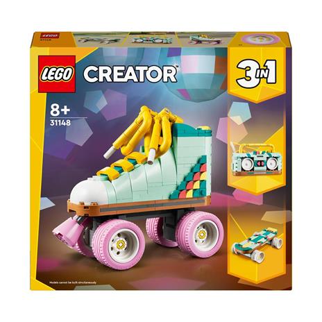 LEGO Creator 31148 3in1 Pattino a Rotelle Retrò Trasformabile in Mini Skateboard o Radio Giocattolo, Giochi per Bambini 8+