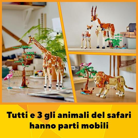 LEGO Creator 31150 3in1 Animali del Safari, Giocattolo Trasformabile da Giraffa in 2 Gazzelle o Leone , Giochi per Bambini 9+ - 4