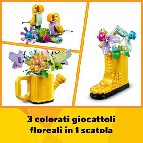 LEGO Creator 31149 3in1 Innaffiatoio con Fiori Finti Trasformabile in Stivale o in 2 Uccelli con Trespolo - 3