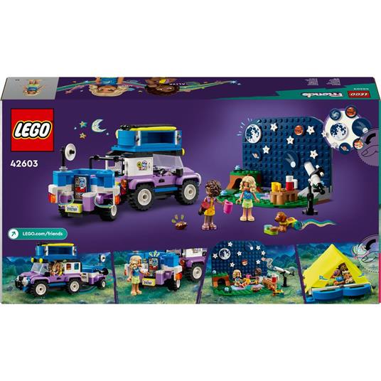 LEGO Friends 42603 Camping-Van Sotto le Stelle, Giochi per Bambini 7+ con Telescopio Giocattolo, Auto, Mini Bamboline e Cane - 8