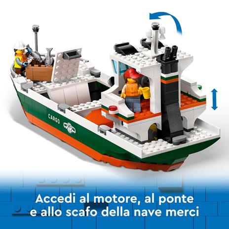 LEGO City 60422 Porto e Nave Merci, Giochi per Bambini 8+ con Barca Giocattolo, Gru Funzionante, Moto d'Acqua e 8 Minifigure - 3
