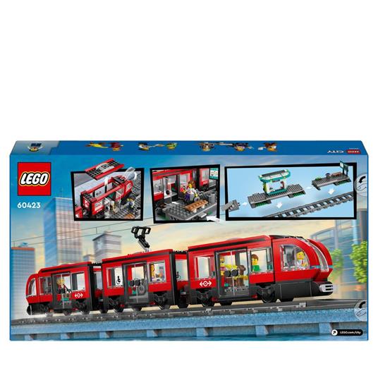 LEGO City 60423 Tram e Fermata del Tram, Treno Giocattolo da