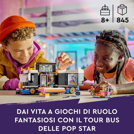 LEGO Friends 42619 Tour Bus delle Pop Star Giochi per Bambini 8+ Modello da Costruire di Autobus Giocattolo 4 Mini Bamboline - 2