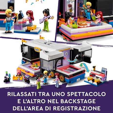 LEGO Friends 42619 Tour Bus delle Pop Star Giochi per Bambini 8+ Modello da Costruire di Autobus Giocattolo 4 Mini Bamboline - 6