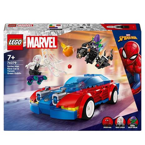 LEGO Marvel 76279 Auto da Corsa di Spider-Man e Venom Goblin, Gioco per Bambini di 7+ Anni, Veicoli Giocattolo dei Supereroi