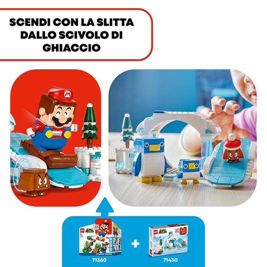 LEGO Super Mario 71430 Pack di Espansione La Settimana Bianca della Famiglia Pinguotto Giochi per Bambini 7+ con 3 Personaggi - 4