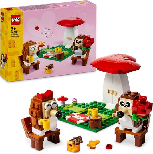 LEGO 40711  l'Appuntamento Romantico dei Ricci, Giochi Creativi per Bambini 8+ con 2 Animali Giocattolo, un Fungo e una Base