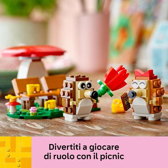 LEGO 40711  l'Appuntamento Romantico dei Ricci, Giochi Creativi per Bambini 8+ con 2 Animali Giocattolo, un Fungo e una Base - 6