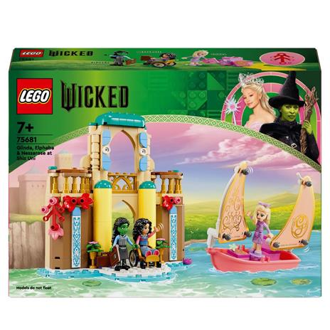 LEGO Wicked 75681 Glinda, Elphaba e Nessarose all’Università di Shiz, Giochi per Bambini 7+ con Barca e Casa delle Bambole