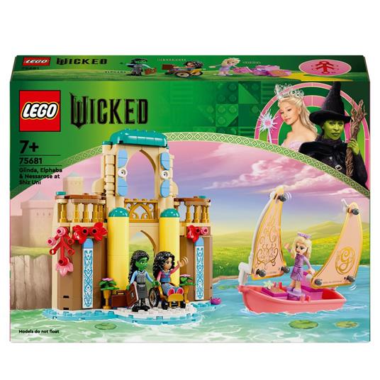 LEGO Wicked 75681 Glinda, Elphaba e Nessarose all’Università di Shiz, Giochi per Bambini 7+ con Barca e Casa delle Bambole