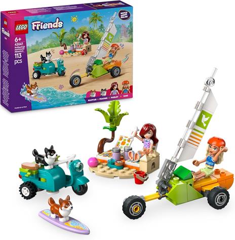 LEGO Friends 42641 Avventure Canine su Windskate e Sidecar, Giochi di Ruolo per Bambine 6+ con Personaggi e Cani Giocattolo