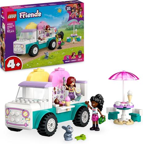 LEGO Friends 42644 Il Furgone dei Gelati di Heartlake City, Giochi Didattici Bambine 4+, Camion Giocattolo, Cibo e Accessori