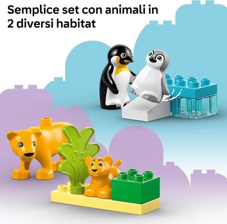 LEGO DUPLO 10442 Famiglie di Animali: Pinguini e Leoni, Giochi di Fantasia Educativi per Bambini 2+, Giocattolo Creativo - 4