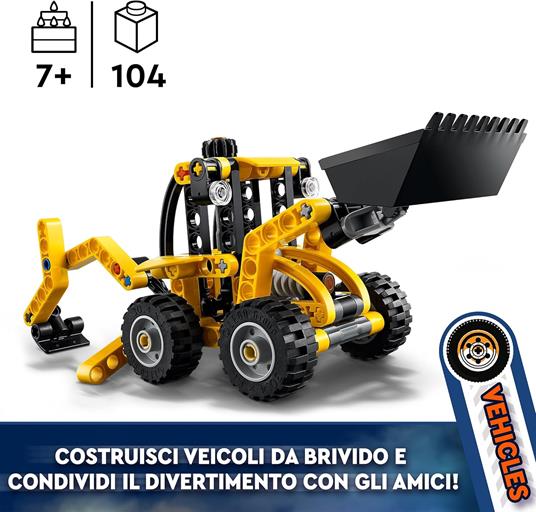 LEGO Technic Scavatrice a Cucchiaia Rovescia, Giochi per Bambini 7+, Veicolo con Escavatore Posteriore, Pala e Stabilizzatori - 5