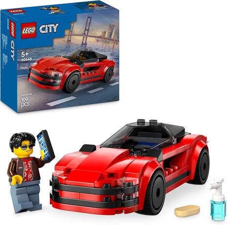 LEGO City 60448 Auto Sportiva Rossa - Macchina Giocattolo, Giochi Educativi per Bambini 5+, Regalo con Minifigure e Accessori