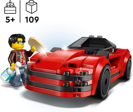 LEGO City 60448 Auto Sportiva Rossa - Macchina Giocattolo, Giochi Educativi per Bambini 5+, Regalo con Minifigure e Accessori - 2