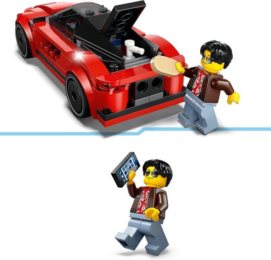 LEGO City 60448 Auto Sportiva Rossa - Macchina Giocattolo, Giochi Educativi per Bambini 5+, Regalo con Minifigure e Accessori - 4