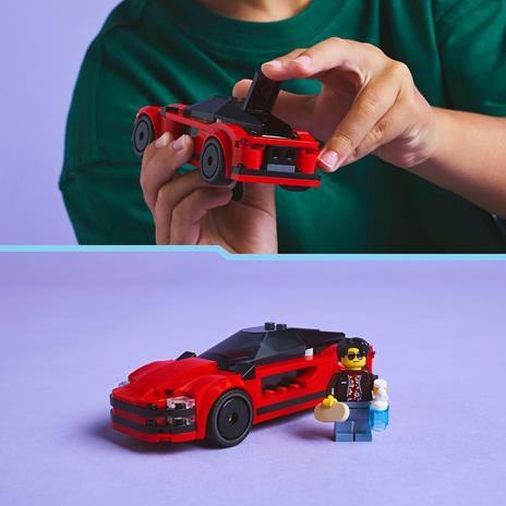 LEGO City 60448 Auto Sportiva Rossa - Macchina Giocattolo, Giochi Educativi per Bambini 5+, Regalo con Minifigure e Accessori - 5