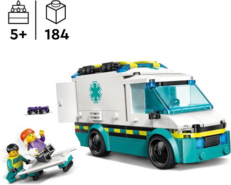LEGO City 60451 Ambulanza di Emergenza Giocattolo con 2 Minifigure, Giochi Educativi Bambini 5+, Regalo per l'Apprendimento - 2