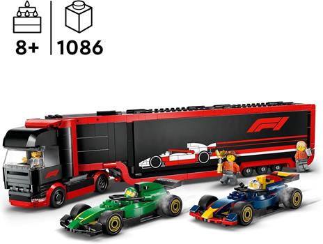 LEGO City 60445 Autotrasportatore F1 con Monoposto RB20 e AMR24 F1 - Camion Giocattolo con 2 Modelli di Auto e 5 Minifigure - 2