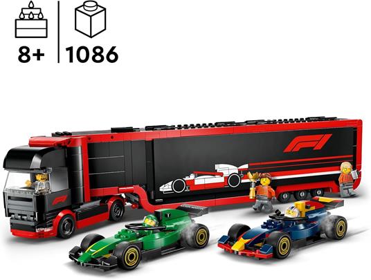 LEGO City 60445 Autotrasportatore F1 con Monoposto RB20 e AMR24 F1 - Camion Giocattolo con 2 Modelli di Auto e 5 Minifigure - 2