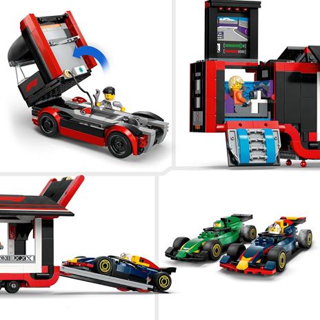 LEGO City 60445 Autotrasportatore F1 con Monoposto RB20 e AMR24 F1 - Camion Giocattolo con 2 Modelli di Auto e 5 Minifigure - 4