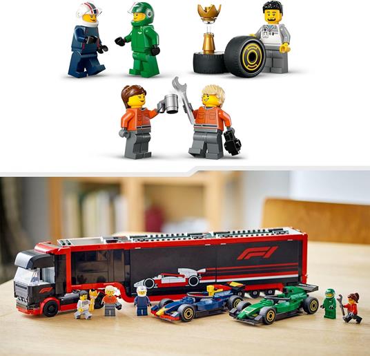 LEGO City 60445 Autotrasportatore F1 con Monoposto RB20 e AMR24 F1 - Camion Giocattolo con 2 Modelli di Auto e 5 Minifigure - 5