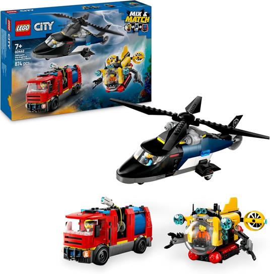 LEGO City Great Vehicles (60462). Elicottero, autopompa e sottomarino