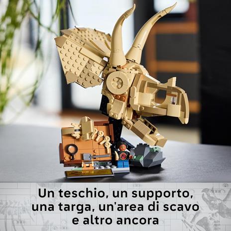 LEGO Jurassic World 76969 Fossili di Dinosauro: Teschio di Triceratopo, Giocattolo con Supporto e Minifigure - 3