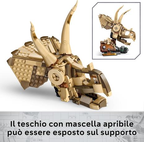 LEGO Jurassic World 76969 Fossili di Dinosauro: Teschio di Triceratopo, Giocattolo con Supporto e Minifigure - 5