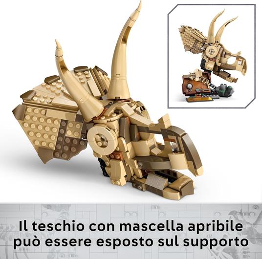 LEGO Jurassic World 76969 Fossili di Dinosauro: Teschio di Triceratopo, Giocattolo con Supporto e Minifigure - 5
