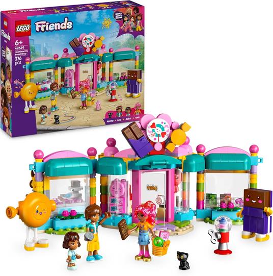 LEGO Friends 42649 Negozio di Dolciumi di Heartlake City, Giochi per Sviluppo Abilità Sociali per Bambine 6+, Idea Regalo