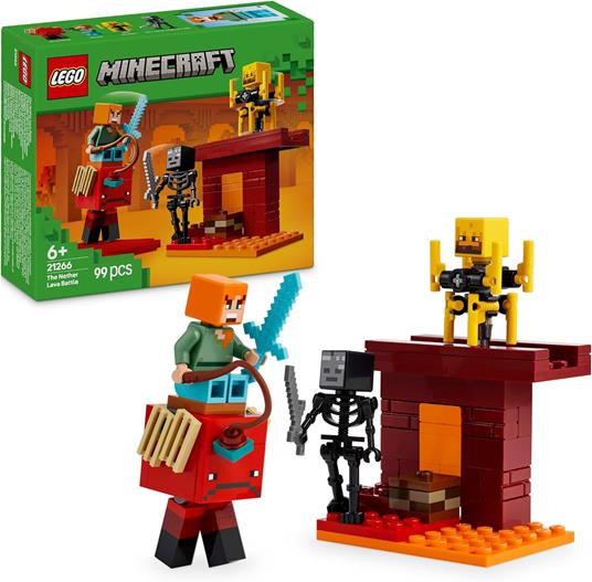 LEGO Minecraft 21266 Battaglia sul Ponte del Nether, Gioco d'Avventura Bambini 6+ con Funzioni e 4 Personaggi dal Videogioco