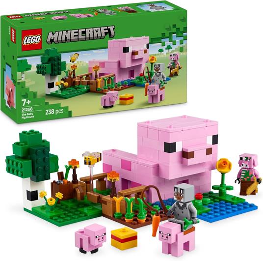 LEGO Minecraft 21268 La Casa del Maialino, Gioco di Ruolo Bambini 7+ con Personaggi, Animali Giocattolo e Fattoria