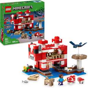 LEGO Minecreaft 21270 La Casa del Mooshroom, Giochi di Ruolo Bambini 8+ con Personaggi, Animali Giocattolo, Mob e Accessori