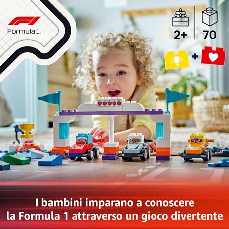 LEGO DUPLO 10445 Auto da Corsa e Piloti Team F1, Macchina Giocattolo da Costruire, Giochi Creativi e Didattici per Bambini 2+ - 2