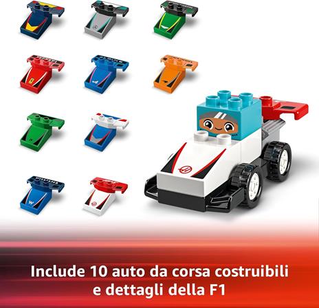 LEGO DUPLO 10445 Auto da Corsa e Piloti Team F1, Macchina Giocattolo da Costruire, Giochi Creativi e Didattici per Bambini 2+ - 4
