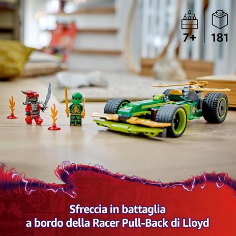 LEGO NINJAGO 71828 Racer Pull-Back di Lloyd - Modello di Auto da Corsa Giocattolo con 2 Minifigure e Armi, Giochi Bambini 7+ - 2