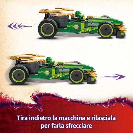 LEGO NINJAGO 71828 Racer Pull-Back di Lloyd - Modello di Auto da Corsa Giocattolo con 2 Minifigure e Armi, Giochi Bambini 7+ - 3