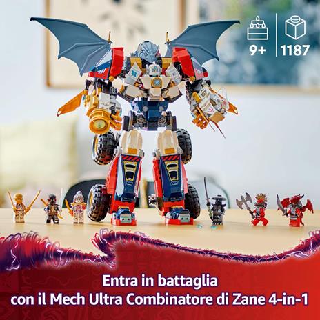 LEGO NINJAGO 71834 Mech Ultra Combinatore di Zane - Robot Giocattolo 4 in 1 Separabile in 4 Modellini, Giochi per Bambini 9+ - 2